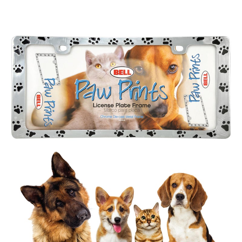 Bell Automotive 22-1-46104-8 Universal Black Paw Print Design License Plate Frame - Image 2